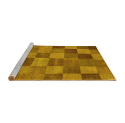 Sideview of Machine Washable Oriental Yellow Modern Rug, wshabs5510yw