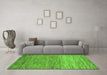 Machine Washable Oriental Green Modern Area Rugs in a Living Room,, wshabs5511grn