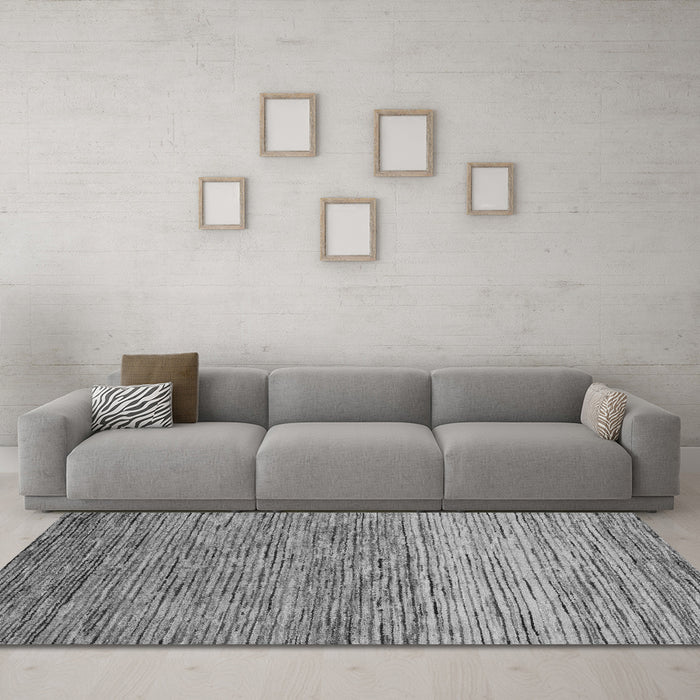 Machine Washable Oriental Gray Modern Rug in a Living Room,, wshabs5511gry