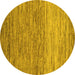 Round Machine Washable Oriental Yellow Modern Rug, wshabs5511yw