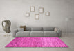 Machine Washable Oriental Pink Modern Rug in a Living Room, wshabs5511pnk