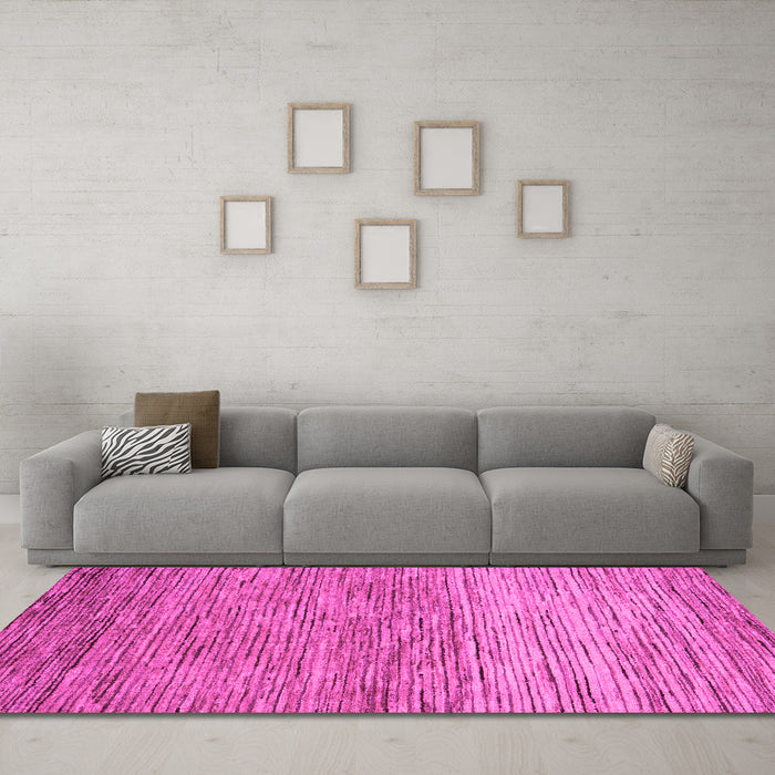 Machine Washable Oriental Pink Modern Rug in a Living Room, wshabs5511pnk