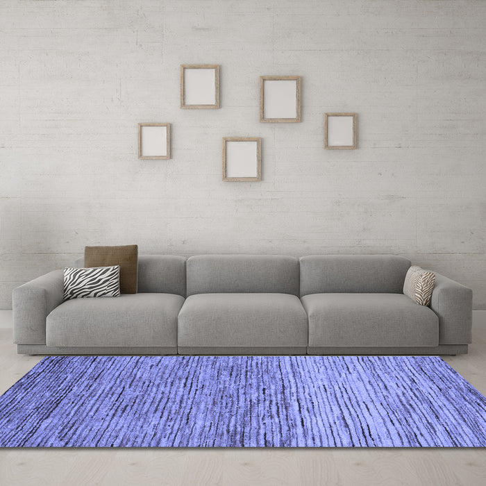 Machine Washable Oriental Blue Modern Rug in a Living Room, wshabs5511blu