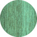 Round Oriental Turquoise Modern Rug, abs5511turq