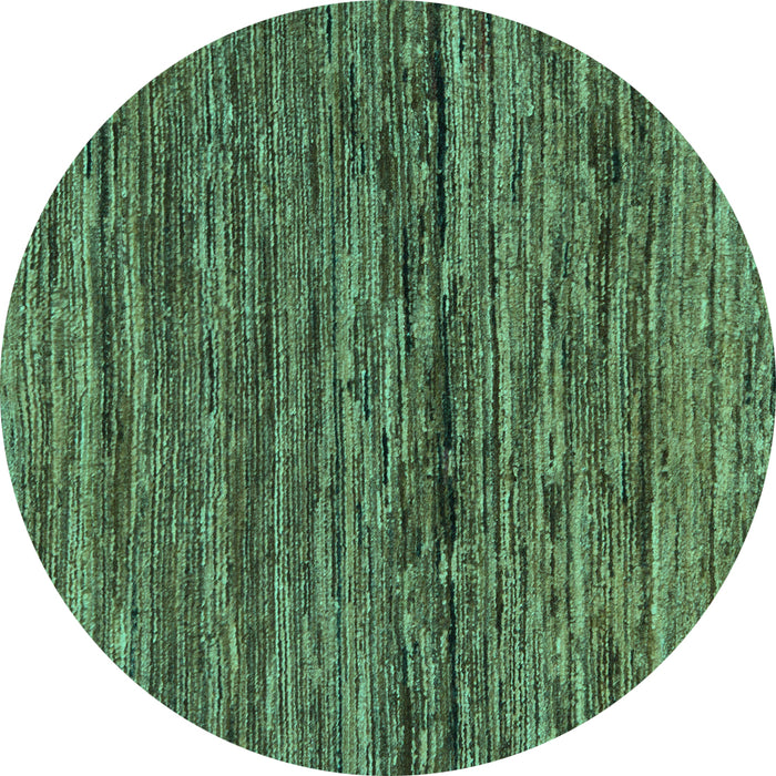 Round Machine Washable Oriental Turquoise Modern Area Rugs, wshabs5512turq