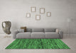 Machine Washable Oriental Emerald Green Modern Area Rugs in a Living Room,, wshabs5512emgrn