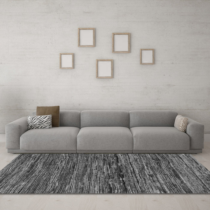 Machine Washable Oriental Gray Modern Rug in a Living Room,, wshabs5512gry