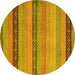 Round Oriental Yellow Modern Rug, abs5513yw