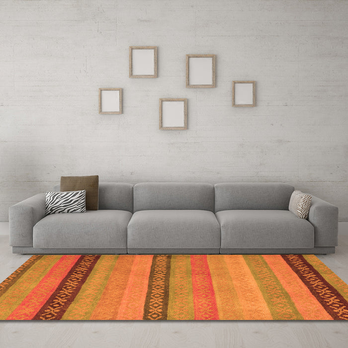 Machine Washable Oriental Orange Modern Area Rugs in a Living Room, wshabs5513org