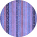 Round Oriental Blue Modern Rug, abs5513blu