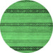 Round Oriental Emerald Green Modern Rug, abs5513emgrn