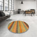 Round Machine Washable Abstract Red Rug in a Office, wshabs5513