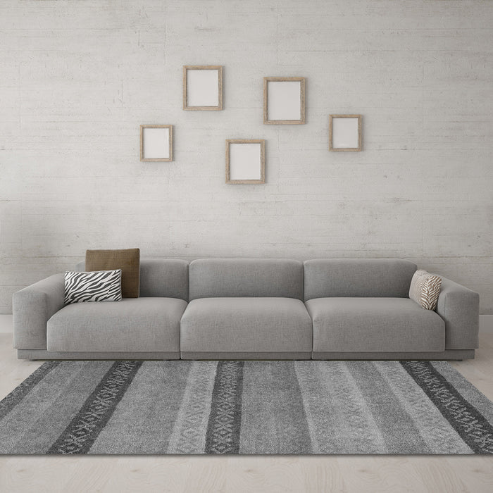 Machine Washable Oriental Gray Modern Rug in a Living Room,, wshabs5513gry