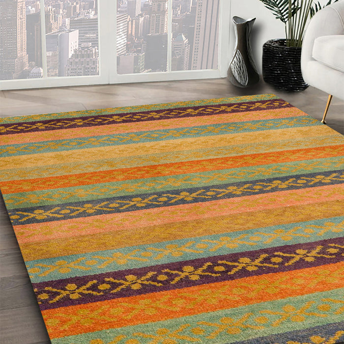 Abstract Red Oriental Rug in Family Room, abs5513