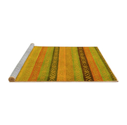 Sideview of Machine Washable Oriental Yellow Modern Rug, wshabs5513yw