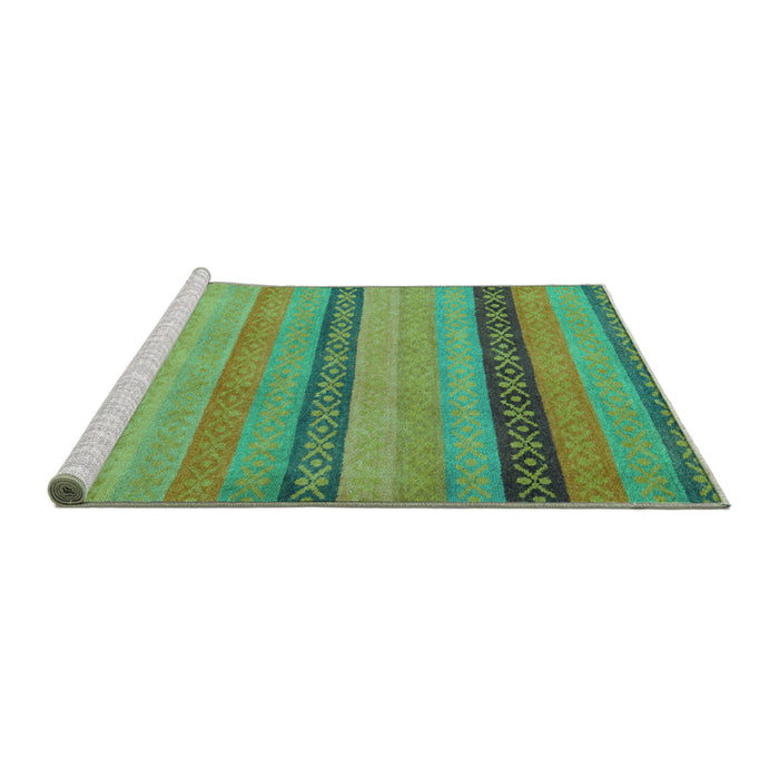 Sideview of Machine Washable Oriental Turquoise Modern Area Rugs, wshabs5513turq