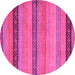 Round Oriental Pink Modern Rug, abs5513pnk