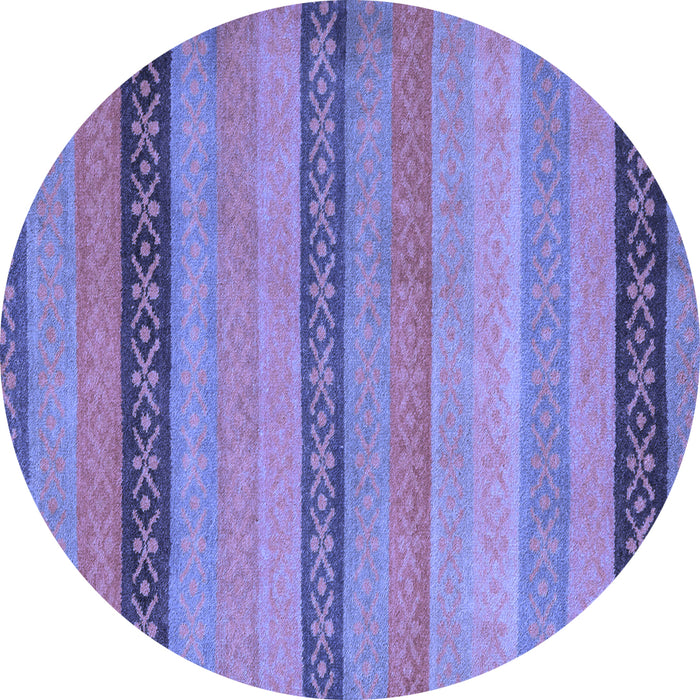 Round Machine Washable Oriental Blue Modern Rug, wshabs5513blu