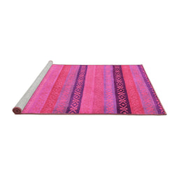 Sideview of Machine Washable Oriental Pink Modern Rug, wshabs5513pnk