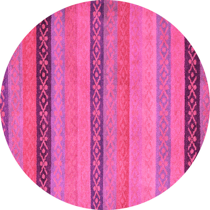 Round Machine Washable Oriental Pink Modern Rug, wshabs5513pnk