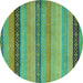 Round Oriental Turquoise Modern Rug, abs5513turq