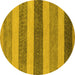 Round Machine Washable Oriental Yellow Modern Rug, wshabs5514yw