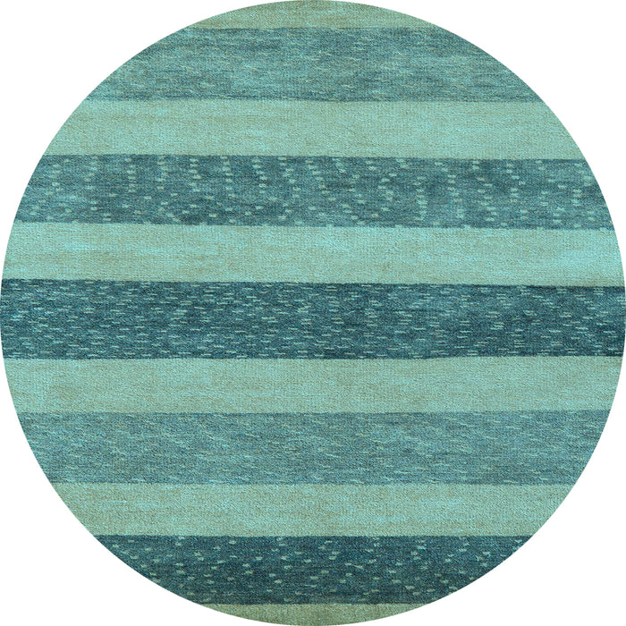 Round Machine Washable Oriental Light Blue Modern Rug, wshabs5514lblu