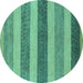 Round Oriental Turquoise Modern Rug, abs5514turq