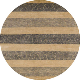Round Abstract Brown Sand Brown Oriental Rug, abs5514