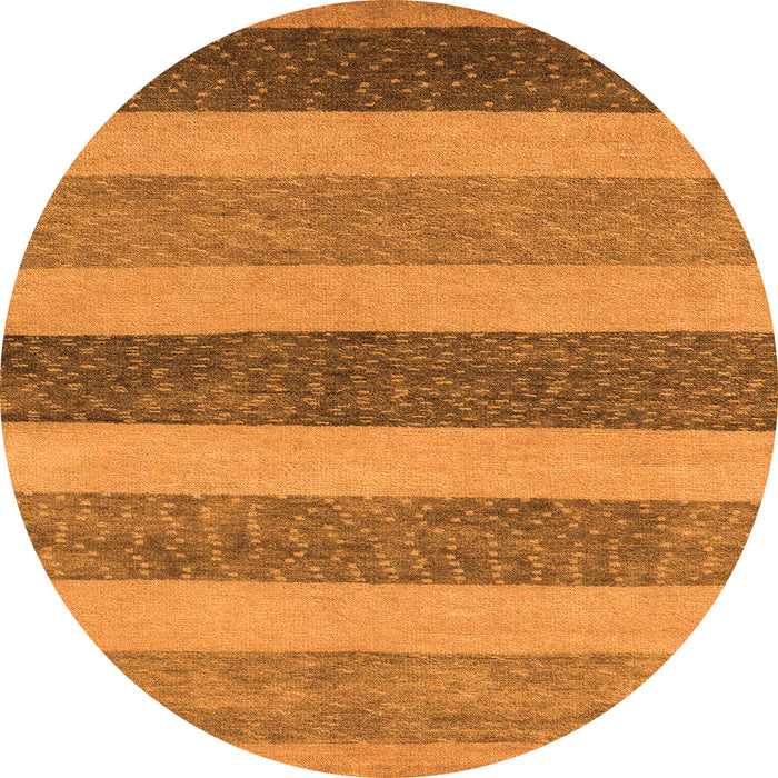 Round Machine Washable Oriental Orange Modern Area Rugs, wshabs5514org
