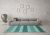 Machine Washable Oriental Light Blue Modern Rug, wshabs5514lblu