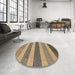 Round Machine Washable Abstract Brown Sand Brown Rug in a Office, wshabs5514