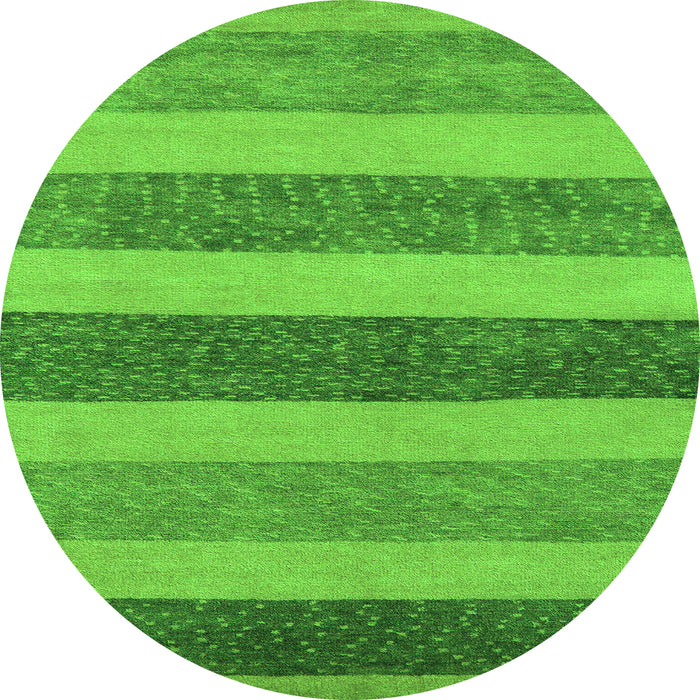 Round Machine Washable Oriental Green Modern Area Rugs, wshabs5514grn