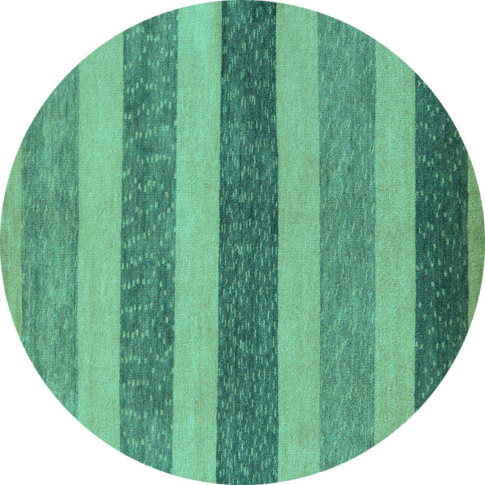 Round Machine Washable Oriental Turquoise Modern Area Rugs, wshabs5514turq
