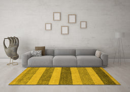 Machine Washable Oriental Yellow Modern Rug in a Living Room, wshabs5514yw