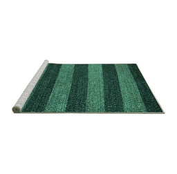 Sideview of Machine Washable Oriental Turquoise Modern Area Rugs, wshabs5515turq