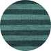 Round Machine Washable Oriental Light Blue Modern Rug, wshabs5515lblu