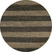 Round Abstract Dark Almond Brown Oriental Rug, abs5515