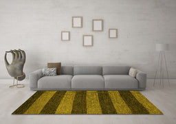 Machine Washable Oriental Yellow Modern Rug in a Living Room, wshabs5515yw