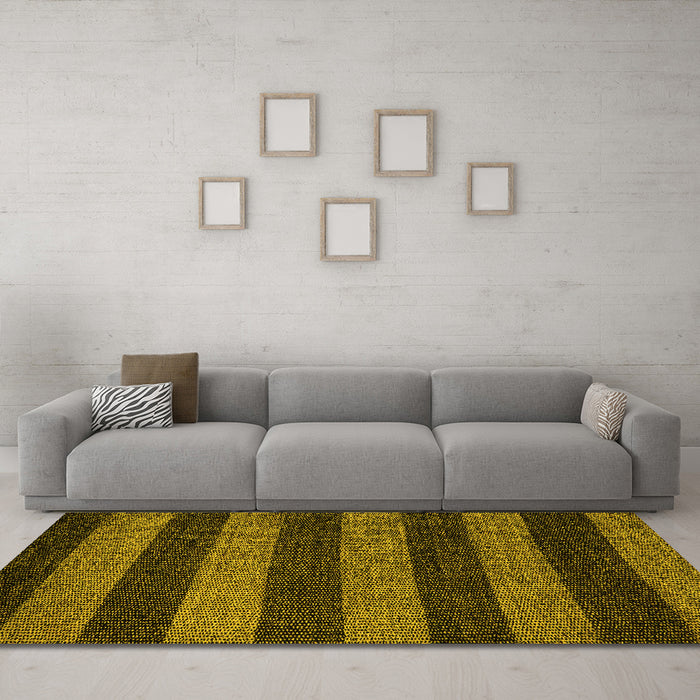 Machine Washable Oriental Yellow Modern Rug in a Living Room, wshabs5515yw