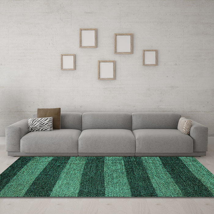 Machine Washable Oriental Turquoise Modern Area Rugs in a Living Room,, wshabs5515turq