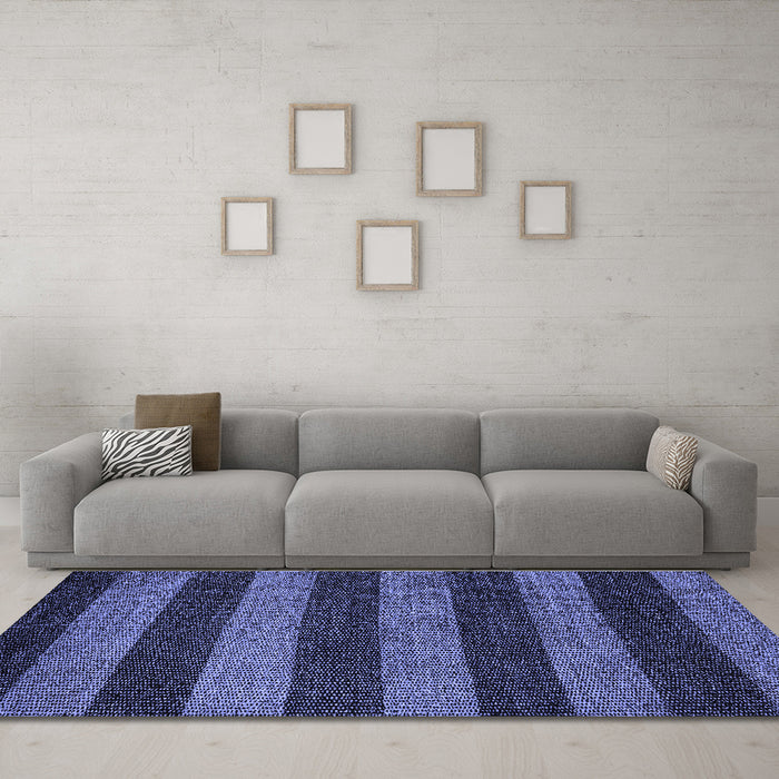 Machine Washable Oriental Blue Modern Rug in a Living Room, wshabs5515blu