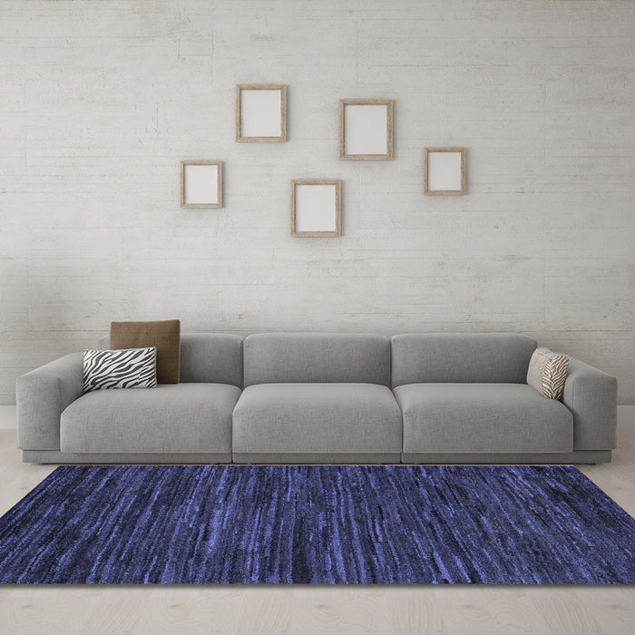 Machine Washable Oriental Blue Modern Rug in a Living Room, wshabs5516blu