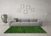 Machine Washable Oriental Green Modern Area Rugs in a Living Room,, wshabs5516grn