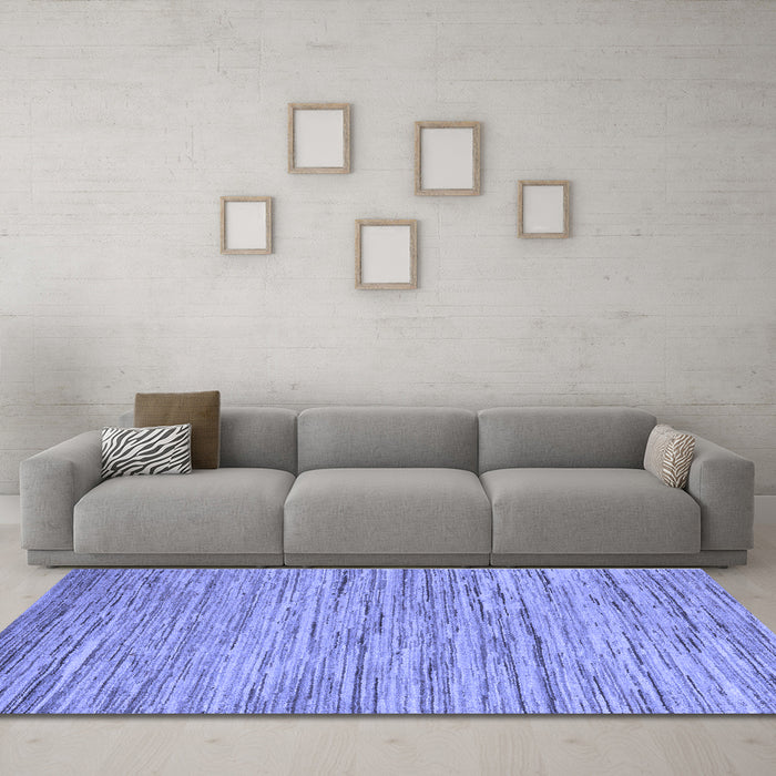 Machine Washable Oriental Blue Modern Rug in a Living Room, wshabs5517blu