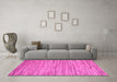 Machine Washable Oriental Pink Modern Rug in a Living Room, wshabs5517pnk