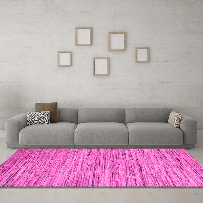 Machine Washable Oriental Pink Modern Rug in a Living Room, wshabs5517pnk