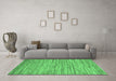 Machine Washable Oriental Emerald Green Modern Area Rugs in a Living Room,, wshabs5517emgrn