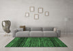 Machine Washable Oriental Emerald Green Modern Area Rugs in a Living Room,, wshabs5518emgrn