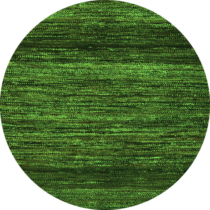 Round Machine Washable Oriental Green Modern Area Rugs, wshabs5518grn